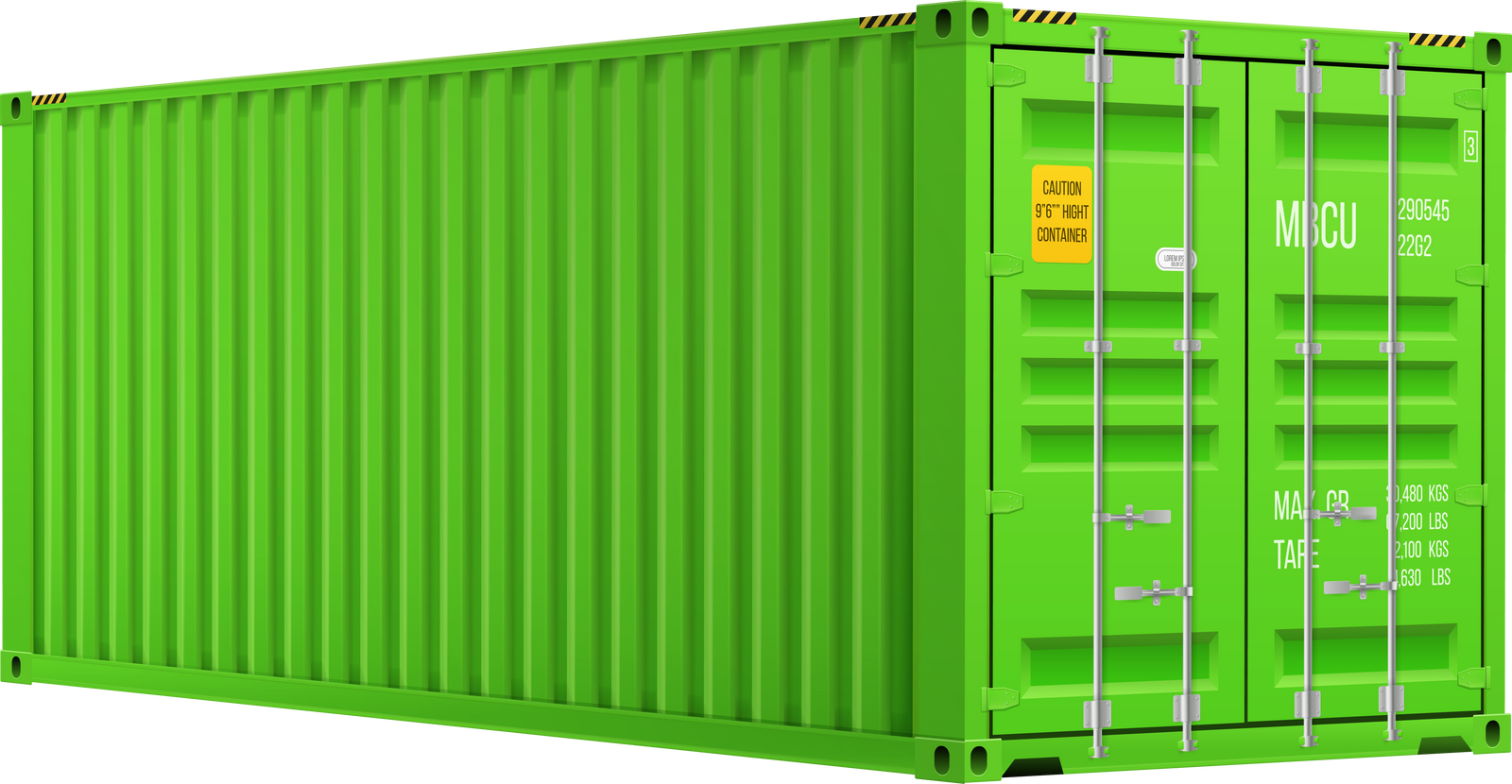 bright green cargo container